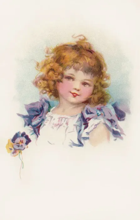 Framed Print : Girls face. Pansies Framed Print : Girls face. Pansies