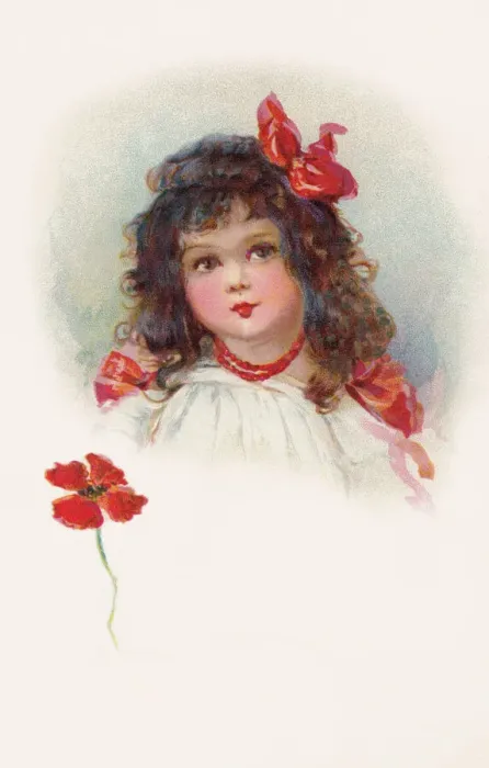 Framed Print : Girls face. Poppies Framed Print : Girls face. Poppies