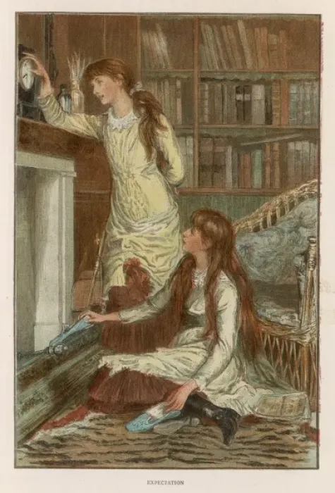 Framed Print : Girls at Fireside 1883 Framed Print : Girls at Fireside 1883