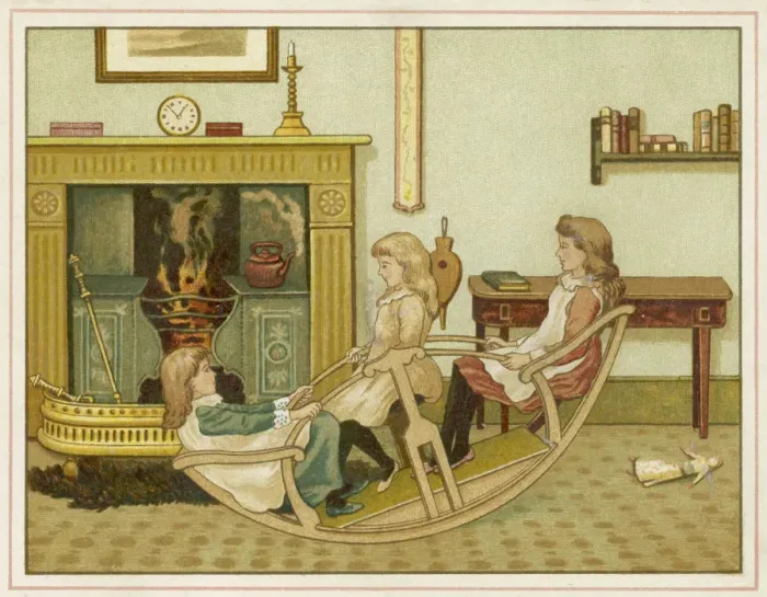 Framed Print : Girls - Fireside Rocking Framed Print : Girls - Fireside Rocking