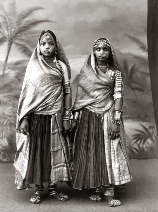 Framed Print : Two girls, India, circa 1890 Framed Print : Two girls, India, circa 1890