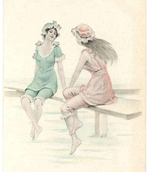 Framed Print : Girls on the Jetty / 1905 Framed Print : Girls on the Jetty / 1905