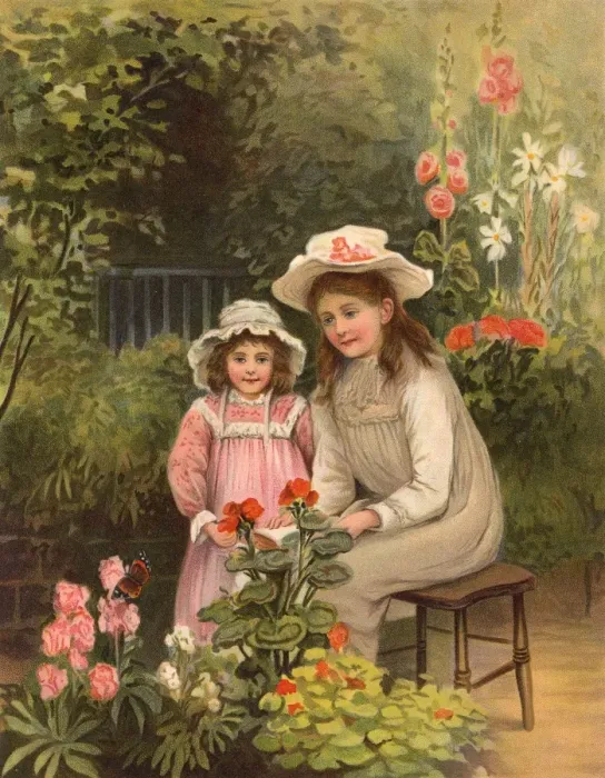 Framed Print : Girls with May Flowers Framed Print : Girls with May Flowers