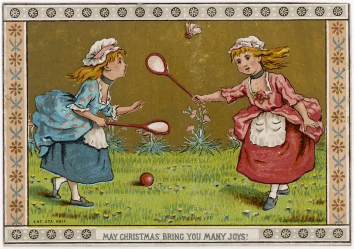 Framed Print : Girls Play Battledore Framed Print : Girls Play Battledore
