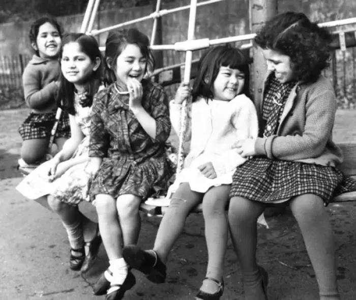 Framed Print : Girls in a playground, Balham, SW London Framed Print : Girls in a playground, Balham, SW London