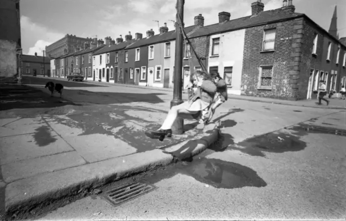 Framed Print : Girls playing in Milton Street, Belfast, Northern Ireland Framed Print : Girls playing in Milton Street, Belfast, Northern Ireland