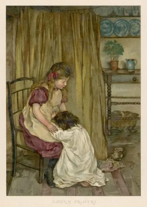 Framed Print : Girls Praying 1889 Framed Print : Girls Praying 1889