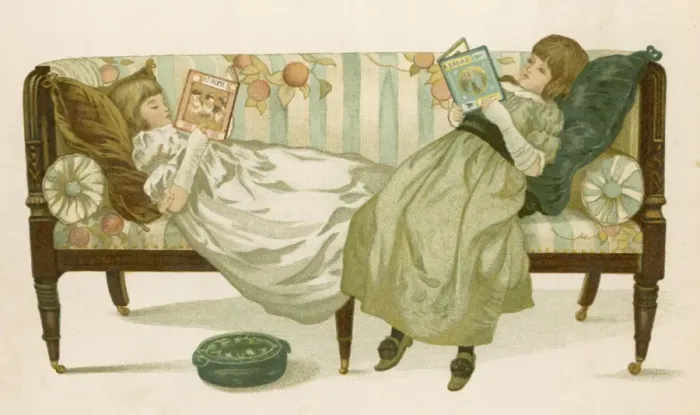 Framed Print : Two Girls Reading Books Framed Print : Two Girls Reading Books