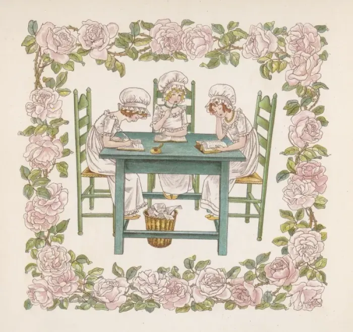 Framed Print : Girls Reading & Writing Framed Print : Girls Reading & Writing