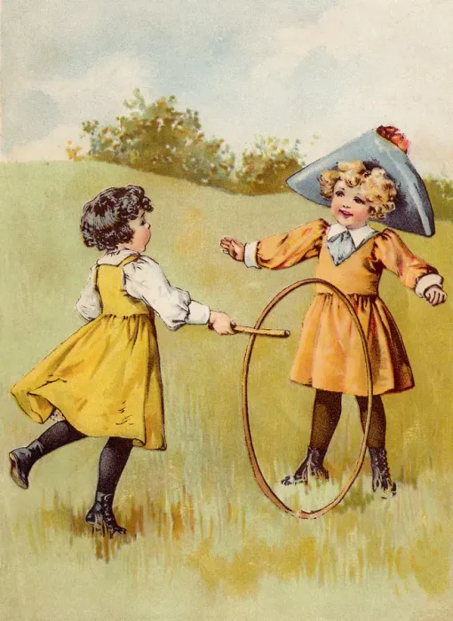 Framed Print : Girls with Rolling Hoop Date: 1892