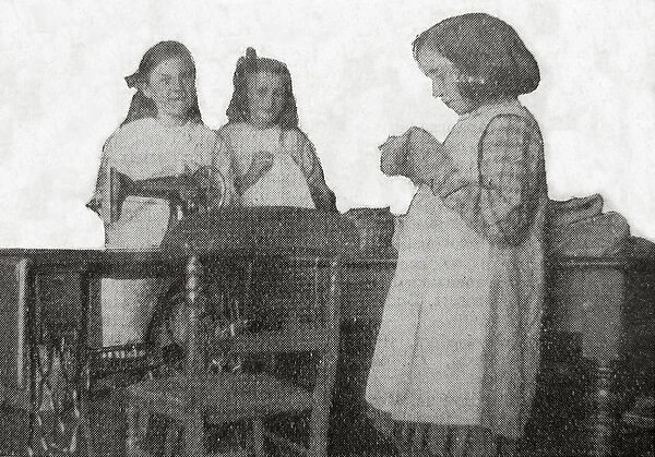 Girls Sewing at St Barnabas Home, New Brighton, Cheshire