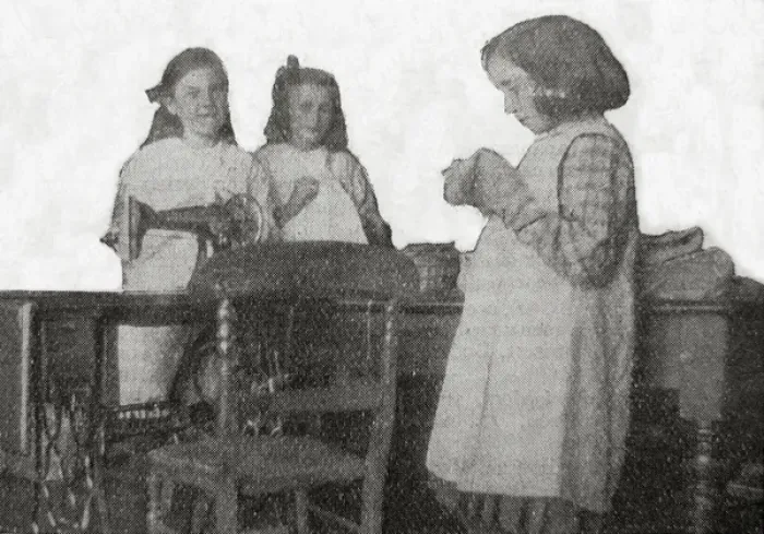 Framed Print : Girls Sewing at St Barnabas Home, New Brighton, Cheshire Framed Print : Girls Sewing at St Barnabas Home, New Brighton, Cheshire