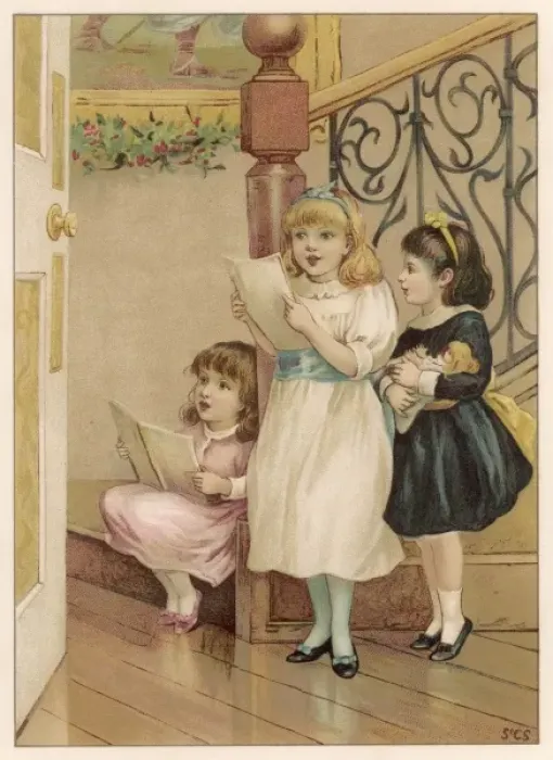 Framed Print : Girls Singing Carols Framed Print : Girls Singing Carols