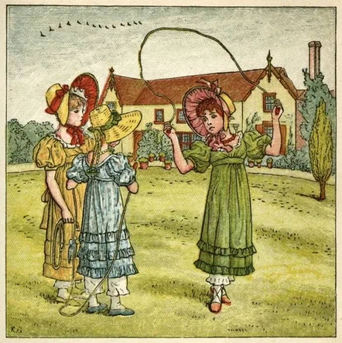 Framed Print : Three girls with skipping ropes Framed Print : Three girls with skipping ropes