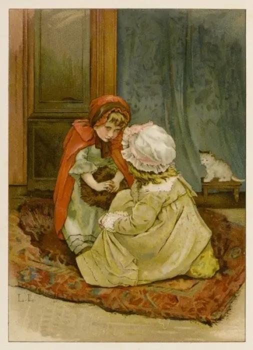 Framed Print : Two Girls Talking C1890 Framed Print : Two Girls Talking C1890