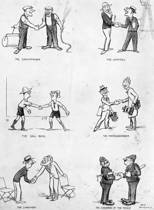 Framed Print : Giving a Hand at Wimbledon by H. M. Bateman Framed Print : Giving a Hand at Wimbledon by H. M. Bateman