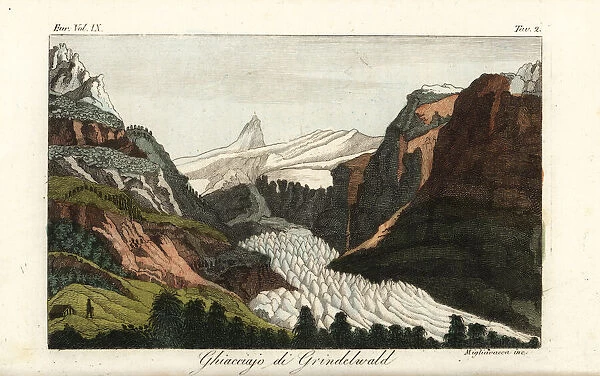 The glacier at Grindelwald, Switzerland, 1800s