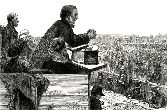 Framed Print : Gladstone addresses a crowd on Blackheath Framed Print : Gladstone addresses a crowd on Blackheath