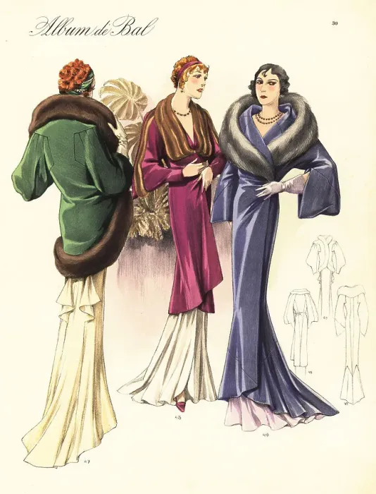 Framed Print : Glamorous evening outfits, 1935