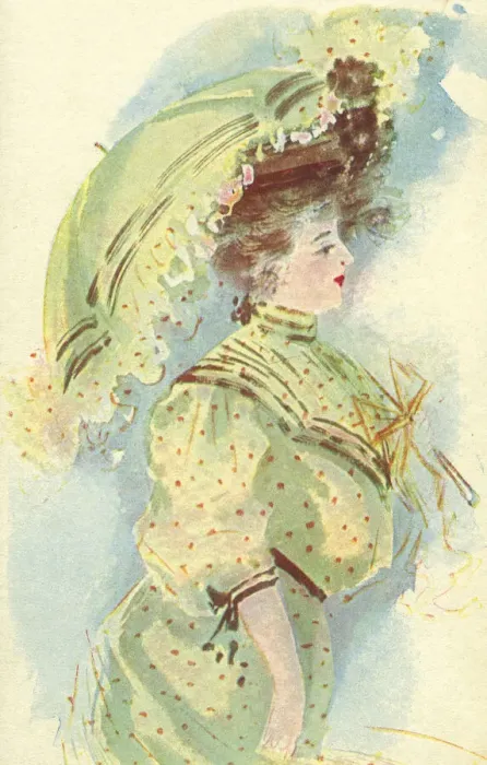 Framed Print : Glamour. Edwardian lady pale yellow spotted dress carrying umbrella with Framed Print : Glamour. Edwardian lady pale yellow spotted dress carrying umbrella with
