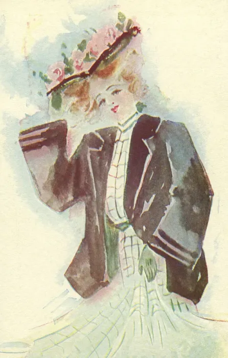 Framed Print : Glamour. Edwardian lady wearing black jacket and a large hat trimmed with pink flowers Framed Print : Glamour. Edwardian lady wearing black jacket and a large hat trimmed with pink flowers