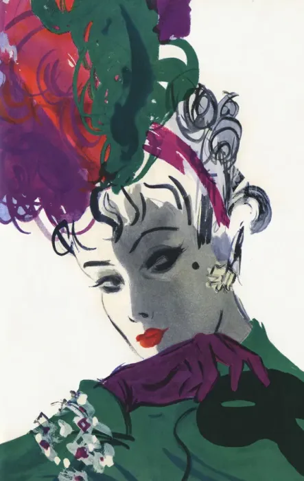Framed Print : Glamour. Glamorous woman in tall purple and green feathered hat and purple gloves Framed Print : Glamour. Glamorous woman in tall purple and green feathered hat and purple gloves
