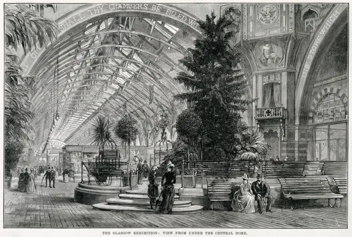 Framed Print : The Glasgow Exhibition, view from under the central dome. Date: 1888 Framed Print : The Glasgow Exhibition, view from under the central dome. Date: 1888