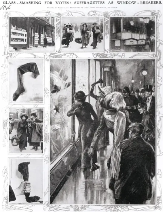 Framed Print : Glass-Smashing for Votes! by Wilmot Lunt Framed Print : Glass-Smashing for Votes! by Wilmot Lunt