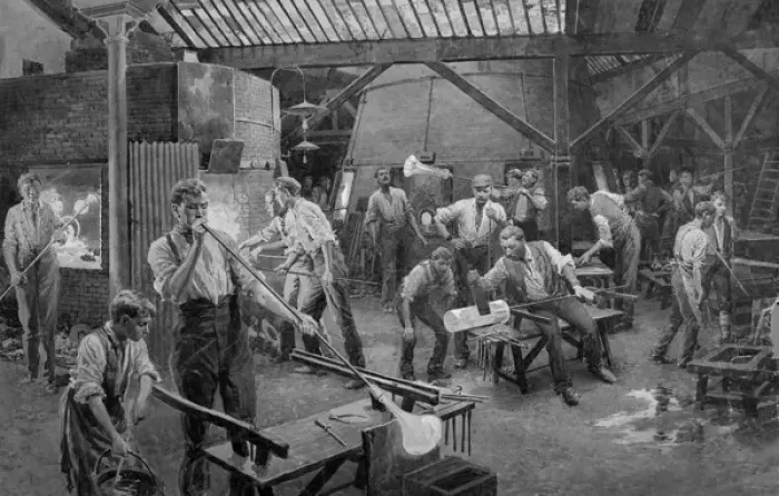 Framed Print : Glassblowing workmen and boys Framed Print : Glassblowing workmen and boys