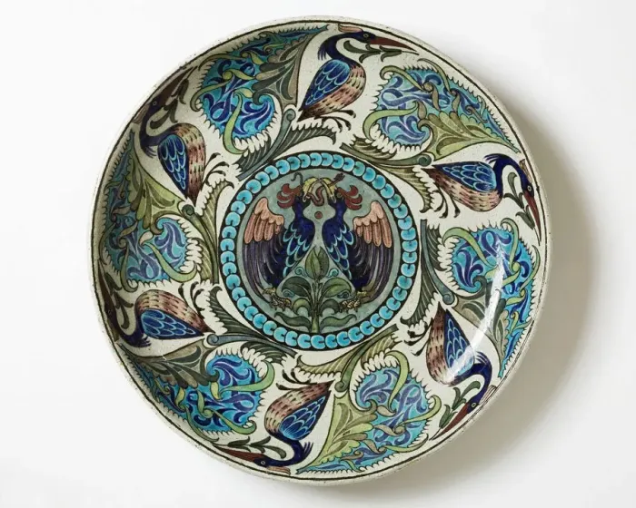 Framed Print : Dish. Glazed earthernware dish designed by William De Morgan Framed Print : Dish. Glazed earthernware dish designed by William De Morgan