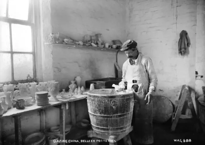Framed Print : Glazing China, Belleek Potteries