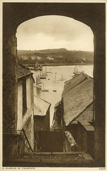 A Glimpse of Falmouth Harbour, Cornwall. Date: circa 1920s
