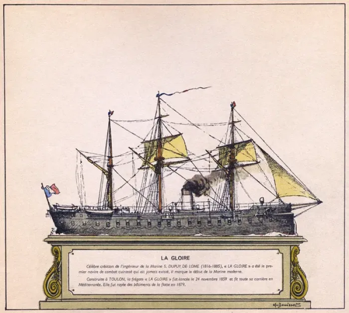 Framed Print : GLOIRE. French ironclad frigate Date: 1859 Framed Print : GLOIRE. French ironclad frigate Date: 1859