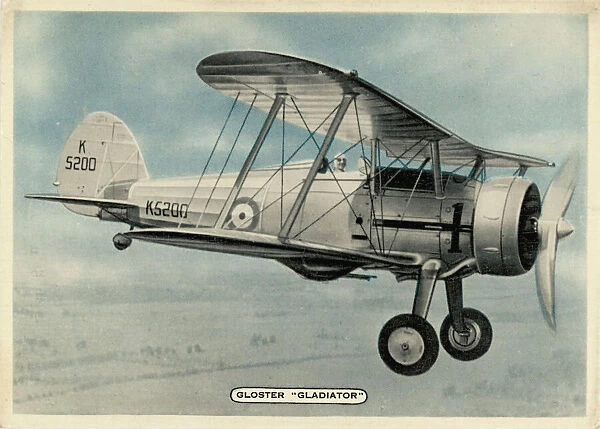 Gloster Gladiator. The last of Britain's biplane fighters, it entered service in 1937