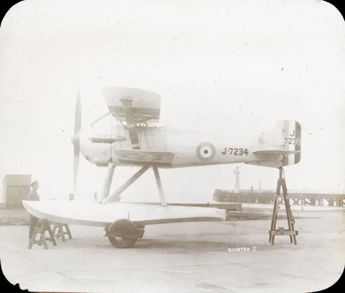 Framed Print : Gloster I, serialed J7234, on floats at Felixstowe in 1924