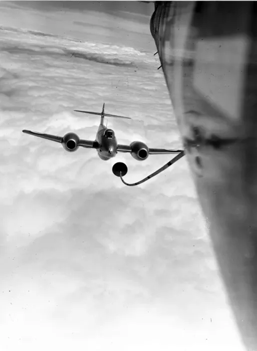 Framed Print : A Gloster Meteor about to refuel in flight Framed Print : A Gloster Meteor about to refuel in flight