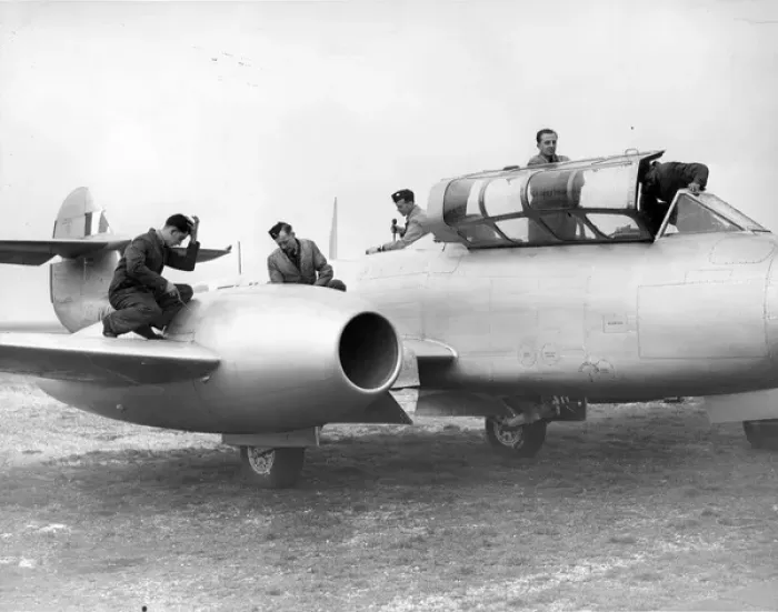 Framed Print : A Gloster Meteor T7 is prepared for another flight Framed Print : A Gloster Meteor T7 is prepared for another flight