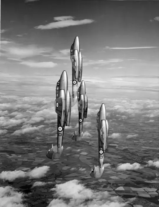 Framed Print : Gloster Meteor T7s of the Central Flying School Framed Print : Gloster Meteor T7s of the Central Flying School