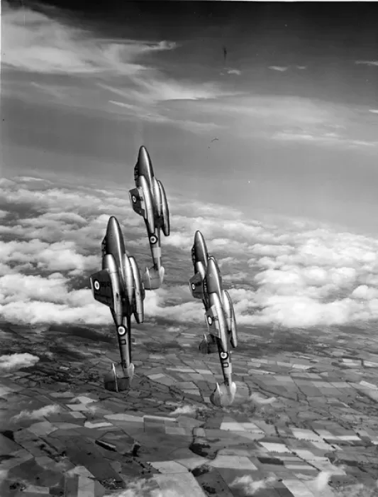 Framed Print : Gloster Meteor T7s of the Central Flying School Framed Print : Gloster Meteor T7s of the Central Flying School