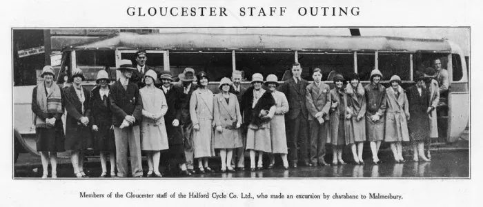 Framed Print : Gloucester staff outing by charabanc - Halford Cycle Co. Ltd Framed Print : Gloucester staff outing by charabanc - Halford Cycle Co. Ltd