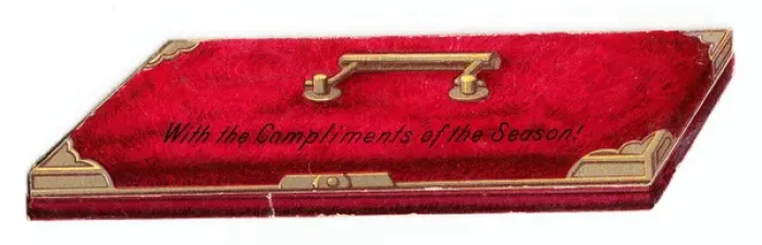 Framed Print : Glove box with greeting on a Victorian Christmas card Framed Print : Glove box with greeting on a Victorian Christmas card