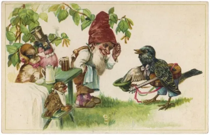 Framed Print : Gnome Serves Birds Framed Print : Gnome Serves Birds
