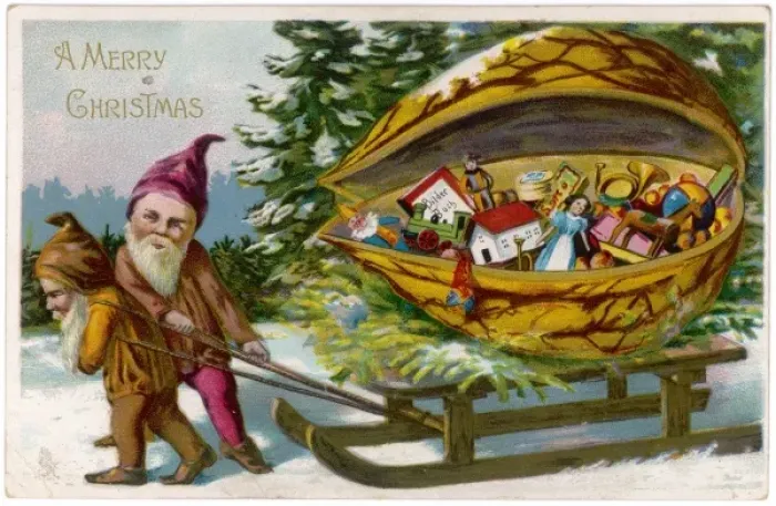 Framed Print : Gnomes Deliver Presents Framed Print : Gnomes Deliver Presents