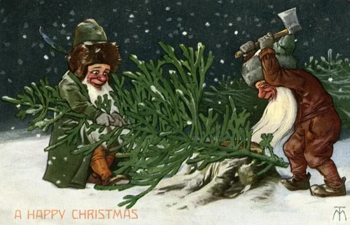 Framed Print : Gnomes shop down Christmas tree Framed Print : Gnomes shop down Christmas tree
