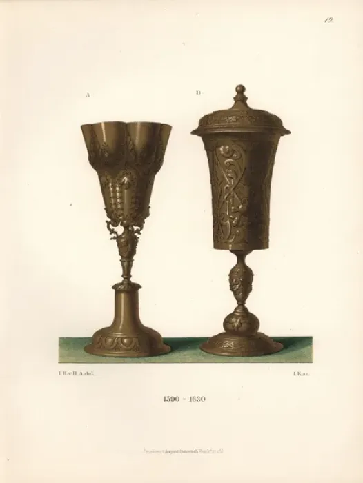 Framed Print : Two goblets in gilt-plated silver, Gothic style Framed Print : Two goblets in gilt-plated silver, Gothic style