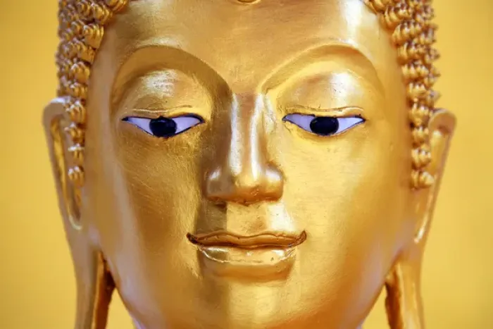 Framed Print : Gold Buddha statue head Wat Panping Temple, Chiang Mai Framed Print : Gold Buddha statue head Wat Panping Temple, Chiang Mai