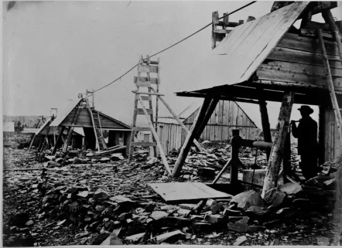 Framed Print : Gold digging site in Halifax 1873 Framed Print : Gold digging site in Halifax 1873