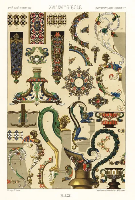 Framed Print : Gold enamelling and jewellery, 16th and 17th centuries Framed Print : Gold enamelling and jewellery, 16th and 17th centuries