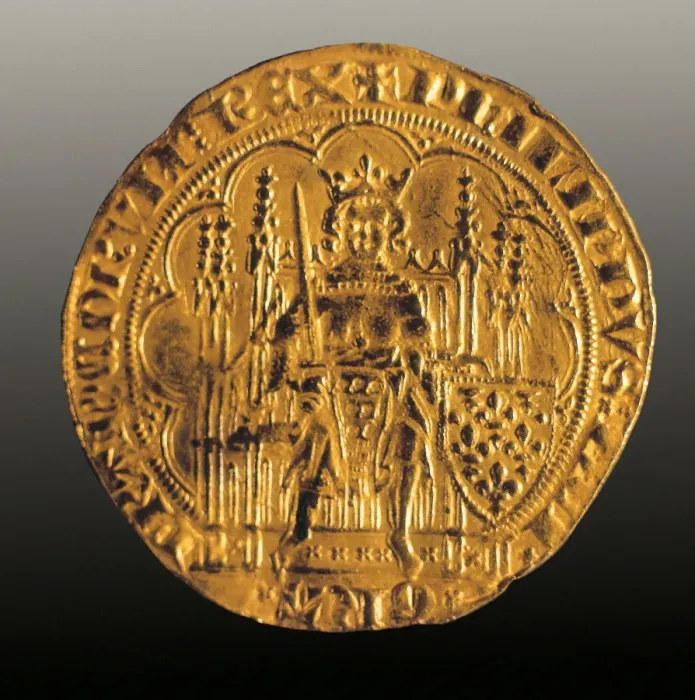 Framed Print : Gold escudo of Philip VI of France Framed Print : Gold escudo of Philip VI of France