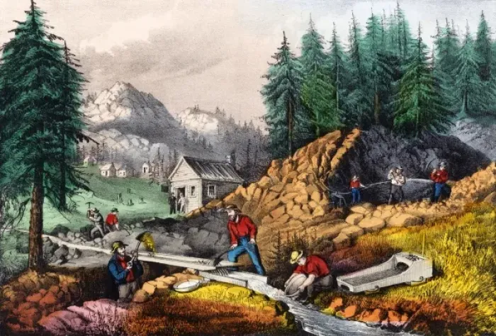 Framed Print : Gold Mining in California Framed Print : Gold Mining in California